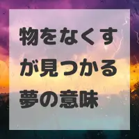 物をなくすが見つかる夢のサムネイル画像